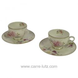 Coffret 2 tasses à café en porcelaine fine bone china décorée Romantic Lace , reference CL10020704