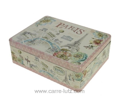 CL10030436  Boite à thé 6 compartiments en métal décorée Paris forever 15,00 €