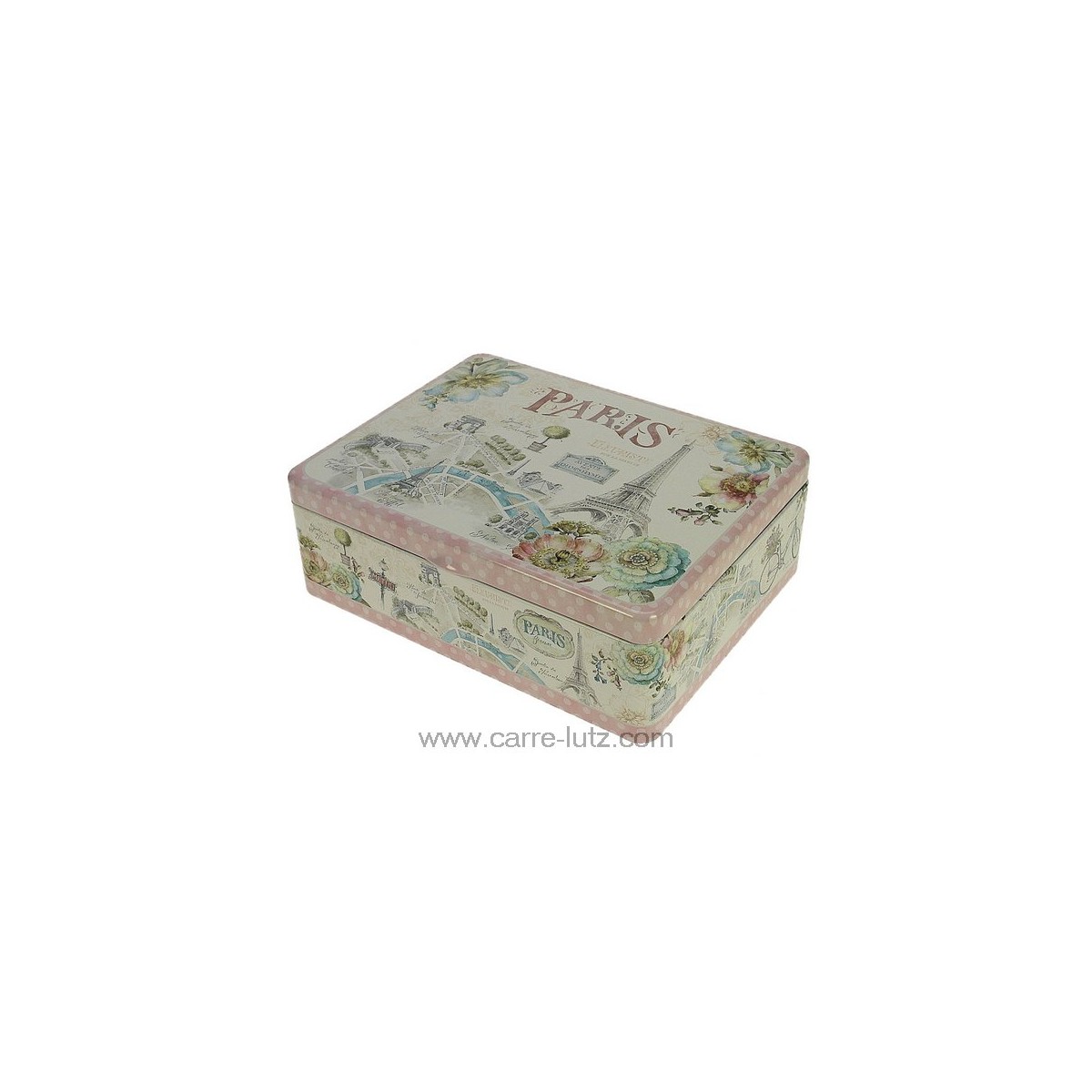 CL10030436  Boite à thé 6 compartiments en métal décorée Paris forever 15,00 €