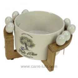 Set bol en porcelaine décorée sur support bambou avec pique douce provence