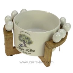 CL13000069  Set bol en porcelaine décorée sur support bambou avec pique douce provence 31,20 €