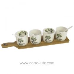 Set 4 coupelles + cuillères en porcelaine décorée douce provence , reference CL13000071