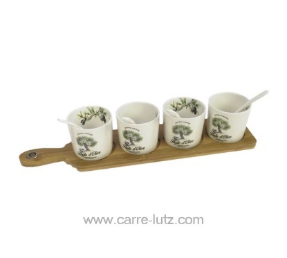 Set 4 coupelles + cuillères en porcelaine décorée douce provence