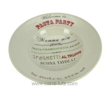 Coffret plat à pates en porcelaine blanche décor PASTA PARTY