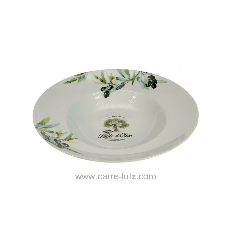 Coffret plat à pates douce provence en porcelaine blanche décor huile d'olive