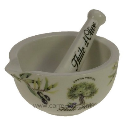 CL50150824  Mortier + pilon douce en porcelaine décorée huile d'olive provence 21,40 €