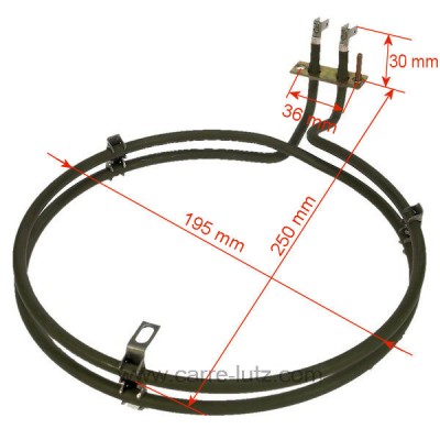 703019  8996619128805 - Résistance circulaire 2500W de four à chaleur tournante Aeg Electrolux Bosch Siemens 085000 Vedette 7...