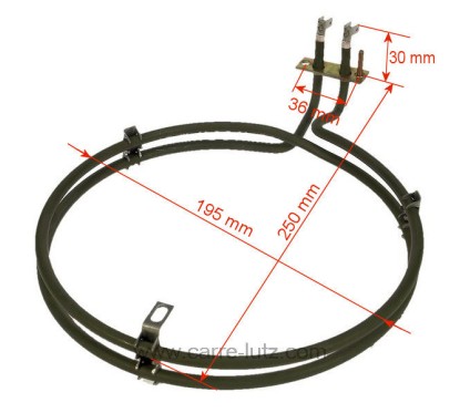 8996619128805  - Résistance circulaire 2500W de four à chaleur tournante Aeg Electrolux Bosch Siemens 085000 Vedette 71X5376 