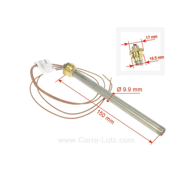 Résistance 300W 9,9 mm longueur 150 mm de poêle à pellet