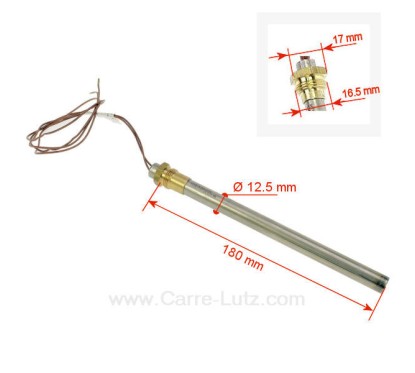 Résistance 350W diamètre 12,5 mm longueur 180 mm de poêle à pellet