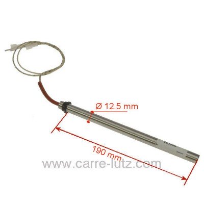 703959  Résistance 330W Diamètre 12,5 mm Longueur sous attache 190 mm de poêle à pellet 64,40 €