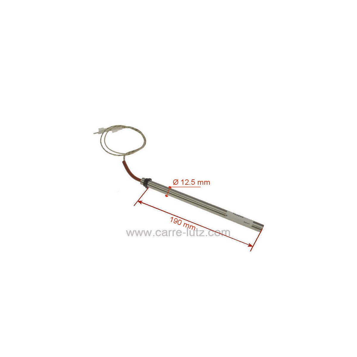 703959  Résistance 330W Diamètre 12,5 mm Longueur sous attache 190 mm de poêle à pellet 64,40 €