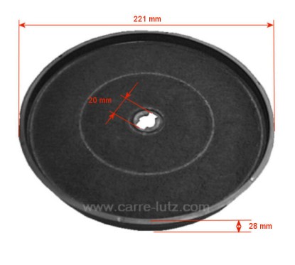 701059  Filtre charbon actif diamètre 220 mm attache à baionnette de hotte aspirante 13,50 €