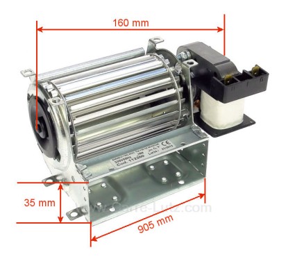 Ventilateur tangentiel 90 mm moteur à droite 1 vitesse