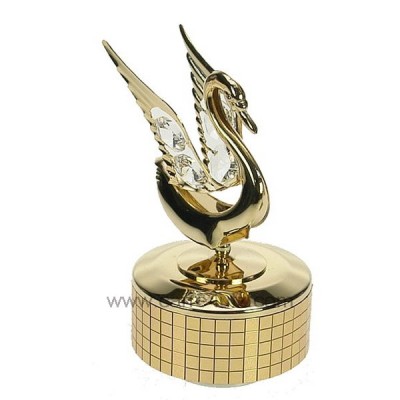 CL50231148 Boite à musique en métal doré avec cygne en métal doré et 4 cristaux autrichiens 36,80 €