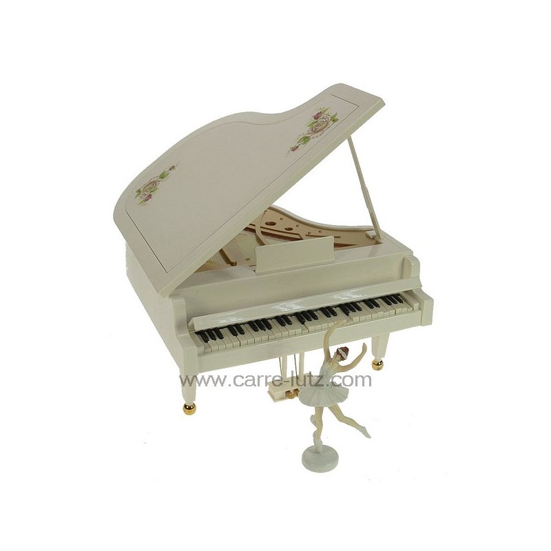 CL50231158  Piano à queue blanc musical avec danseuse en résine blanche décoré de roses roses 52,10 €