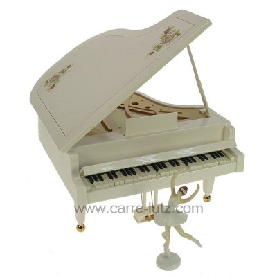 CL50231158  Piano à queue blanc musical avec danseuse en résine blanche décoré de roses roses 52,10 €