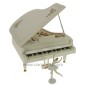 Piano à queue blanc musical avec danseuse en résine blanche décoré de roses roses