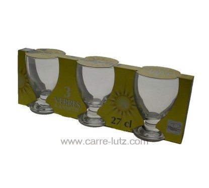 CL20011129  Lot de 3 verres martigue en verre capacité 27 cl 5,40 €