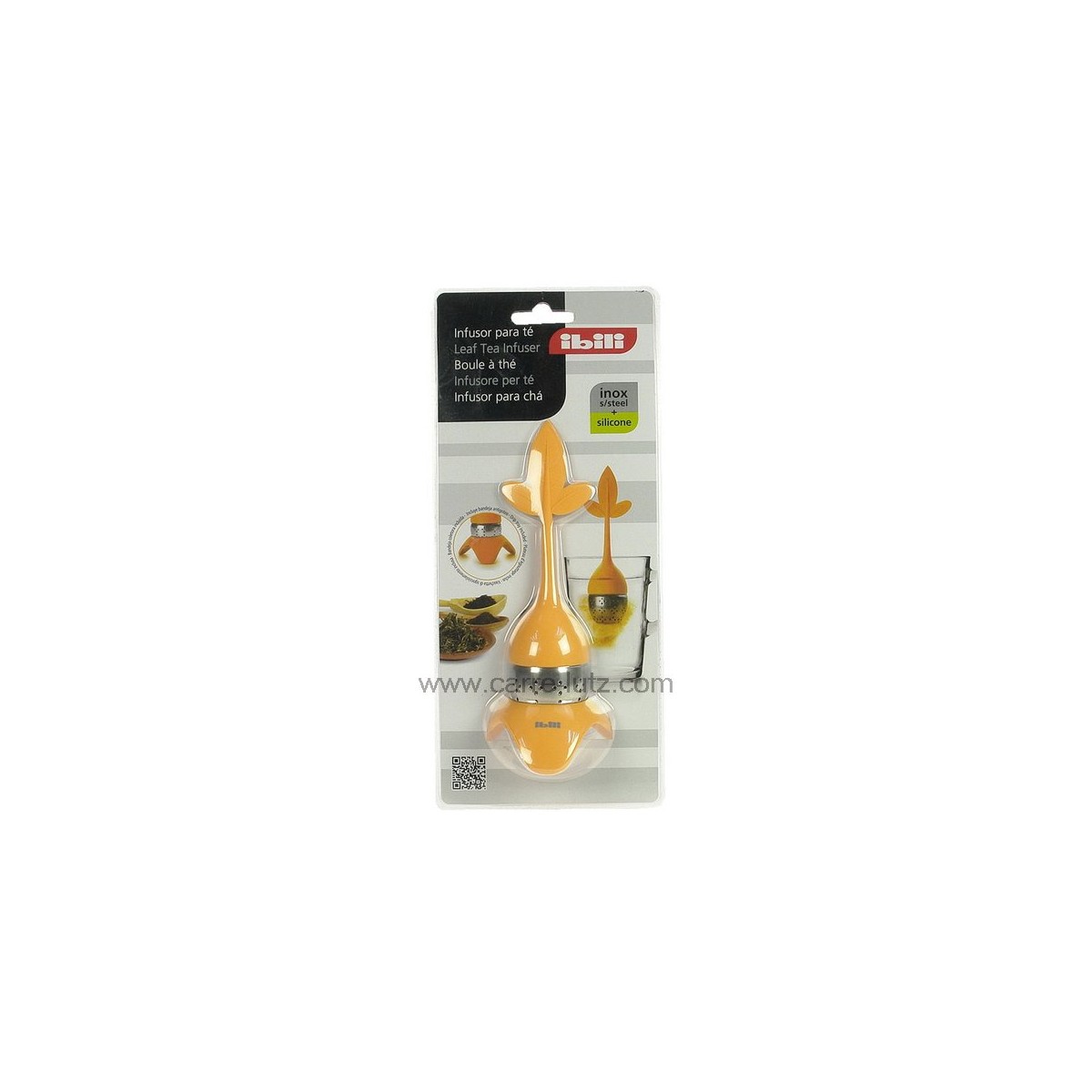 CL10030444  Boule à thé flottante en silicone jaune et inox décor feuille 7,60 €