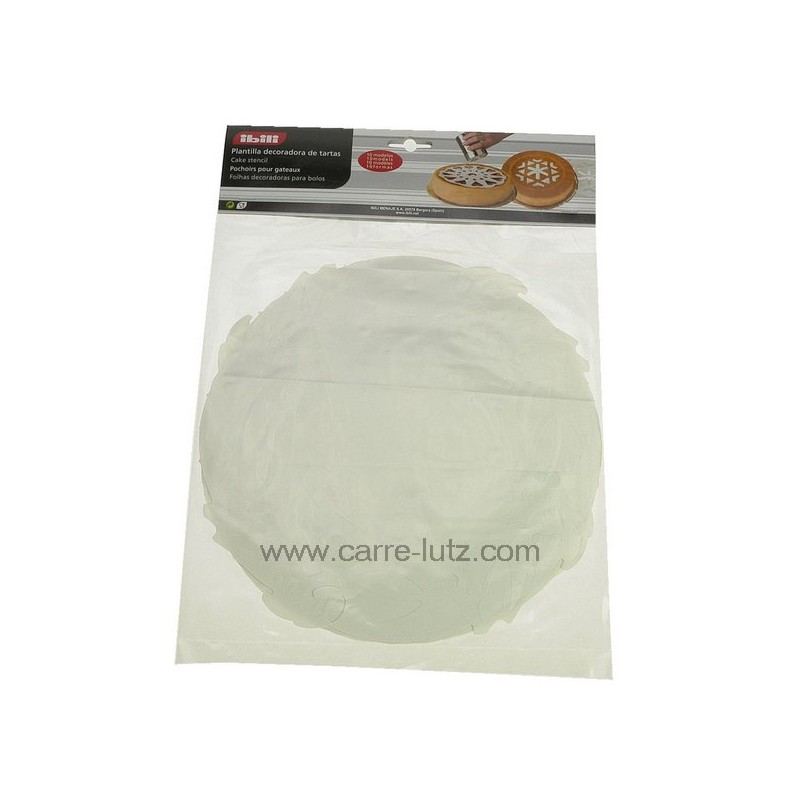 Set de 10 pochoirs plastique diamètre 21 cm pour gâteaux