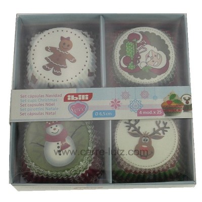 CL50150831  Set de 100 moules papier cupcakes décor Noël 6,30 €