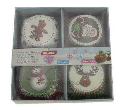 CL50150831  Set de 100 moules papier cupcakes décor Noël 6,30 €