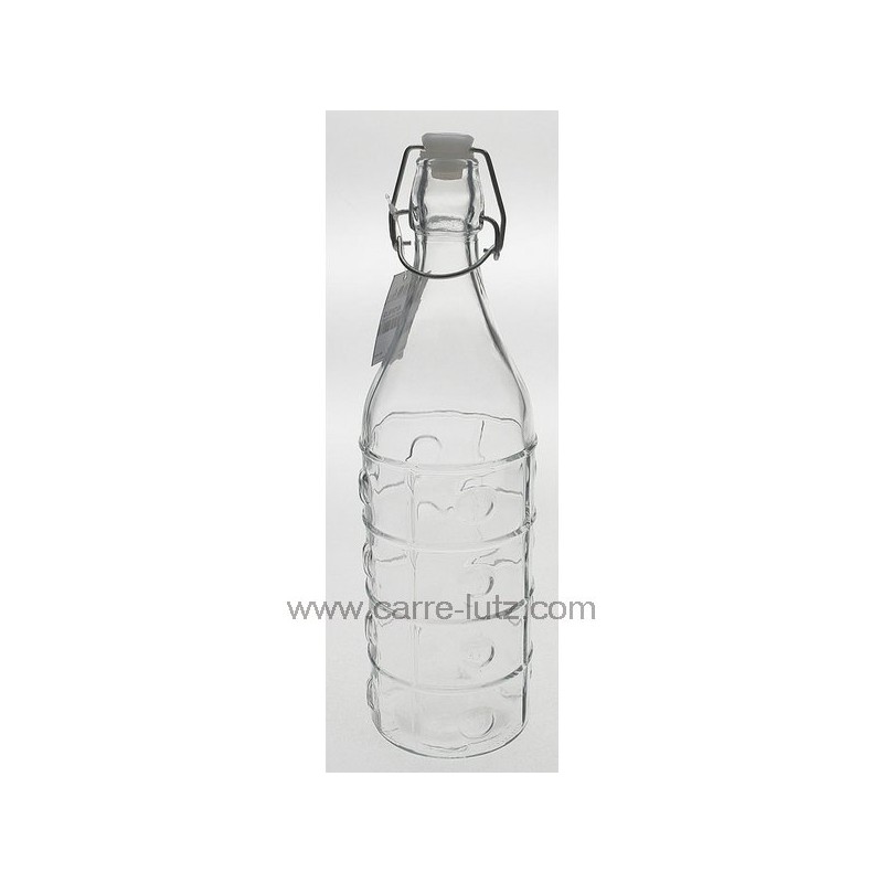 CL50152124  Bouteille en verre 1 litre fome ronde avec point en relief 3,90 €