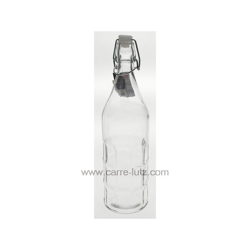 CL50152125  Bouteille en verre 1 litre fome ronde avec rectangle en relief 3,90 €