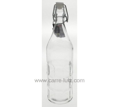 CL50152125  Bouteille en verre 1 litre fome ronde avec rectangle en relief 3,90 €