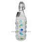 Bouteille en verre 1 litre fome ronde avec point en relief bleu et vert Bouteille en verre 1 litre fome ronde avec point en relief bleu et vert