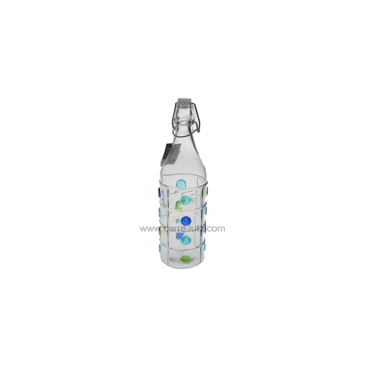 CL50152126 Bouteille en verre 1 litre fome ronde avec point en relief bleu et vert 4,40 € CL50152126 Bouteille en verre 1 litre fome ronde avec point en relief bleu et vert 4,40 €