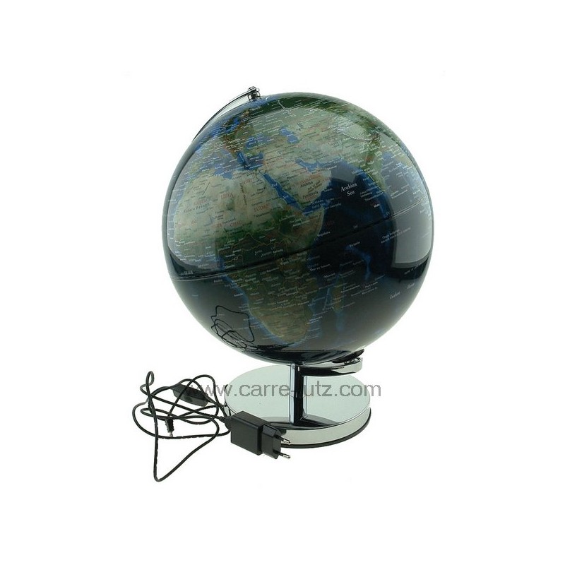 Globe terrestre lumineux diamètre 30 cm bleu