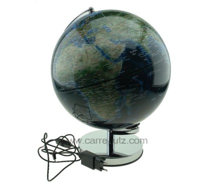 Globe terrestre lumineux diamètre 30 cm bleu