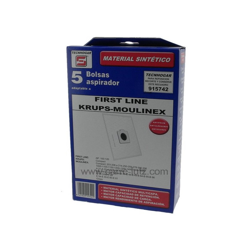 802617  Sacs d'aspirateur microfibre par 5 Moulinex 8,80 €