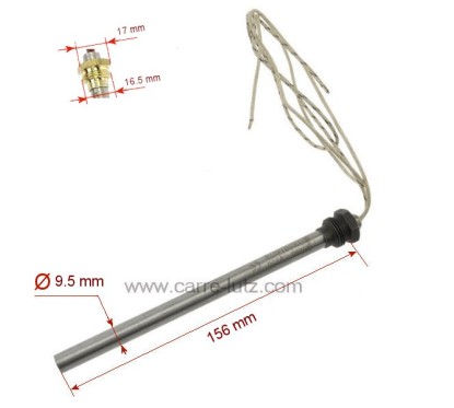 703989 Résistance 250W 9,5 mm longueur 156 mm de poêle à pellet 36,00 €