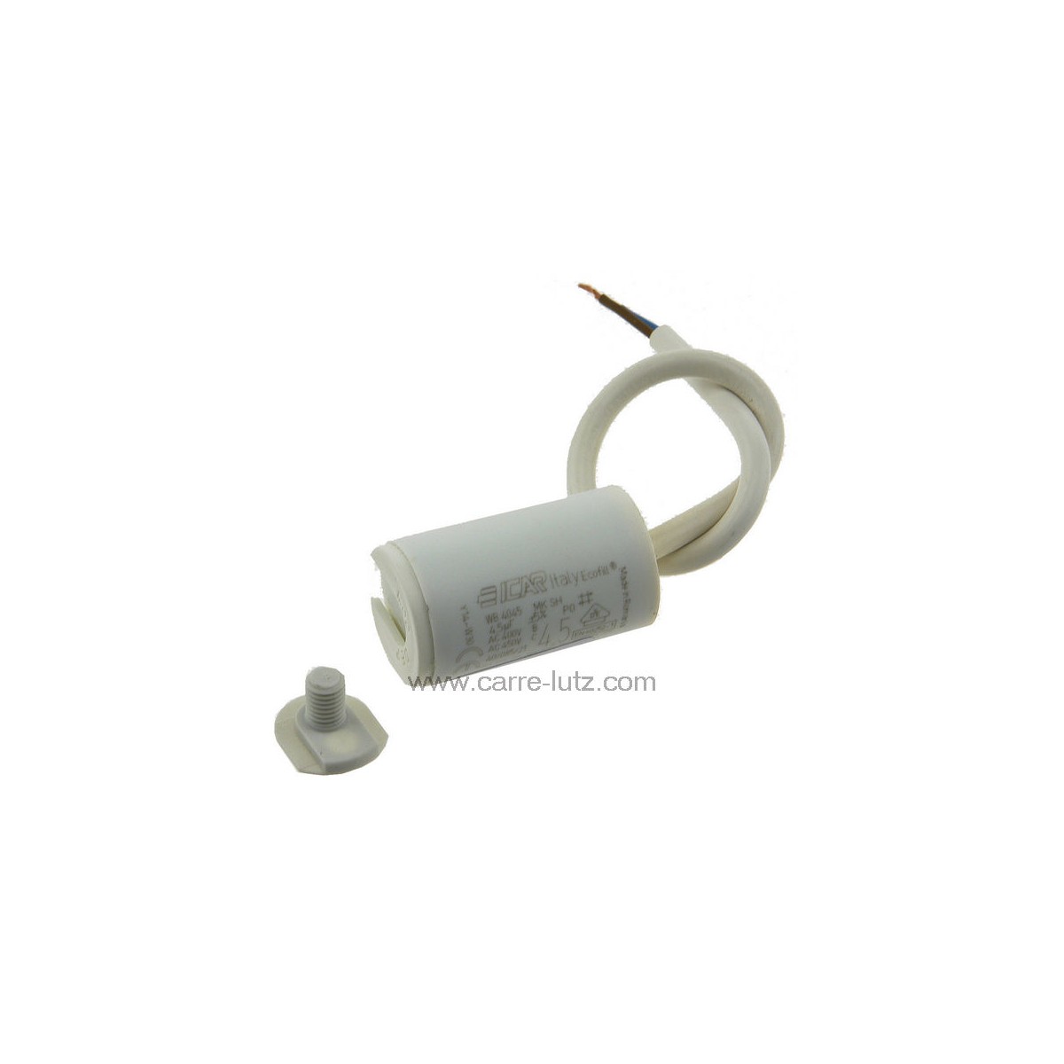23090107  Condensateur permanent à fils 4,5 MF 450V ICAR 5,10 €
