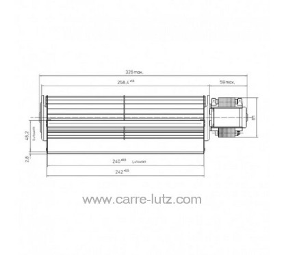 Ventilateur tangentiel 240 mm moteur à droite 1 vitesse