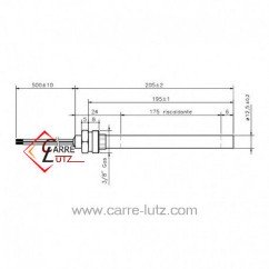 Bougie ou Résistance 400W 12,5 mm longueur 195 mm de poêle à pellet 