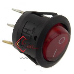 Interrupteur à voyant rouge 10A3 cosses 4,8mm Diametre 20mm, reference 220213