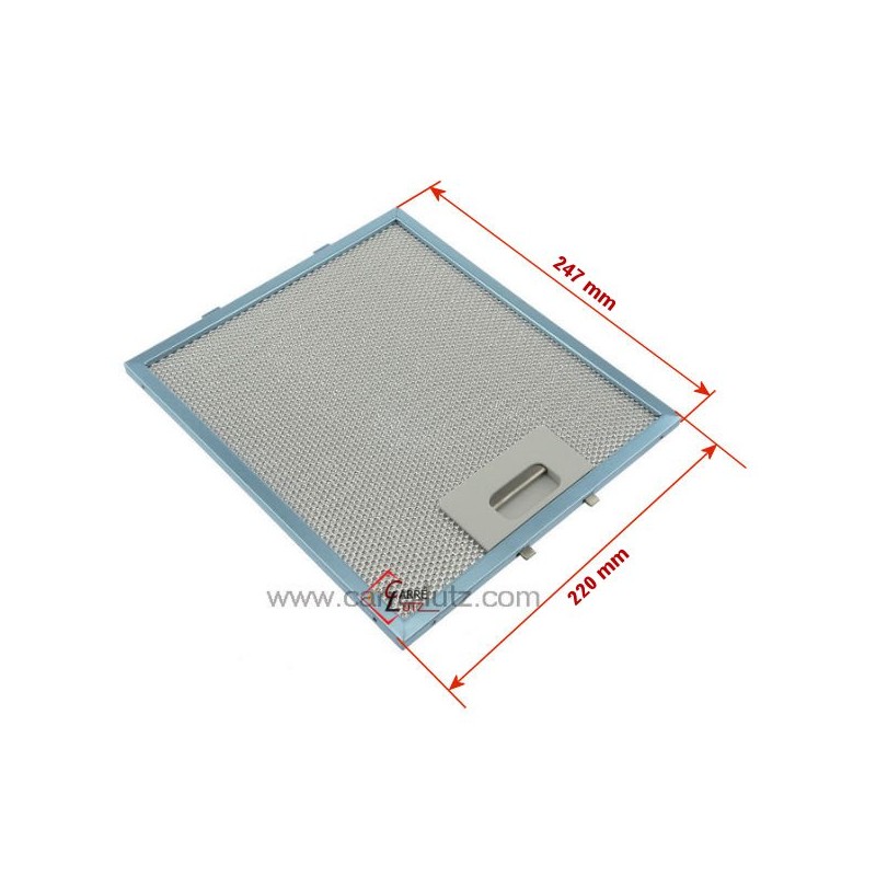 00707764  - Filtre à graisse métal 222x248mm de hotte aspirante Bosch Siemens Elica GF04MC