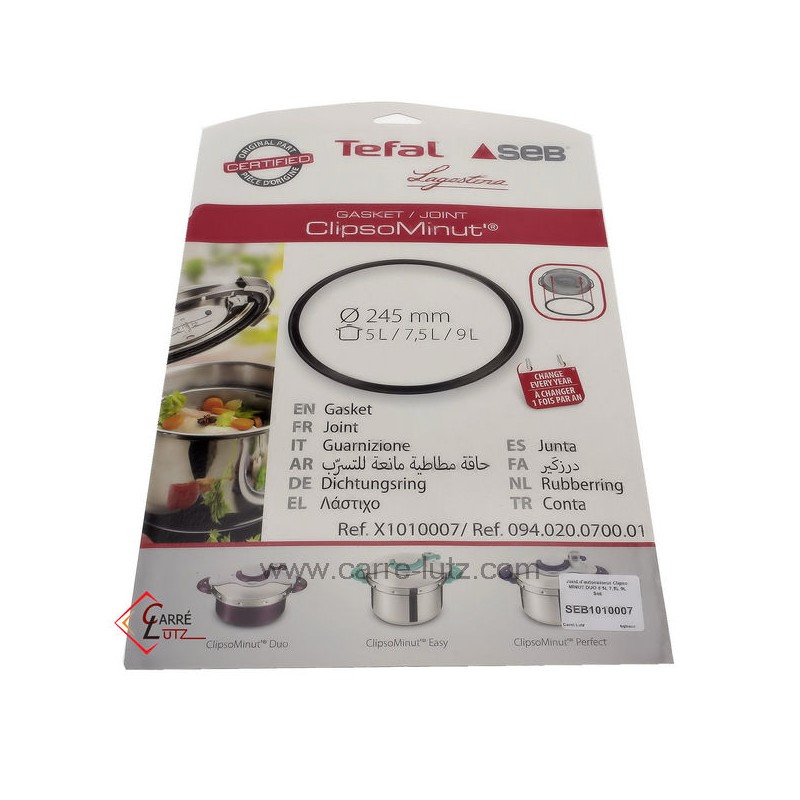 SEB1010007  X1060007 - Joint d'autocuiseur Clipso MINUT DUO 5 5L 7,5L 9L Seb  17,40 €
