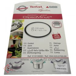 Joint d'autocuiseur Clipso MINUT DUO / EASY / PERFECT - 5 / 6L Seb Tefal Calor Moulinex ref. X1060008, reference SEB1010008