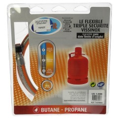 Tuyau pour gaz butane propane 1 mt raccords mécaniques sans date limite d’utilisation , reference 737037
