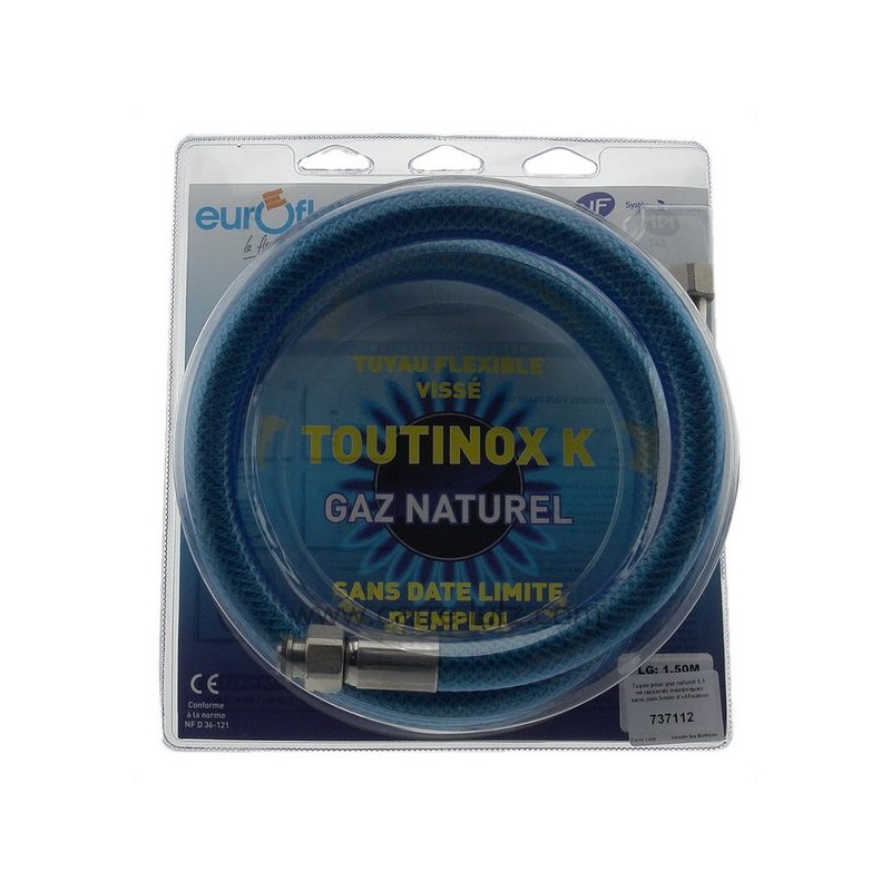 Tuyau pour gaz naturel 1,5 mt raccords mécaniques sans date limite d’utilisation