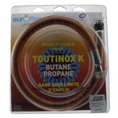 Tuyau pour butane propane 0,75 mt raccords mécaniques sans date limite d’utilisation , reference 737115