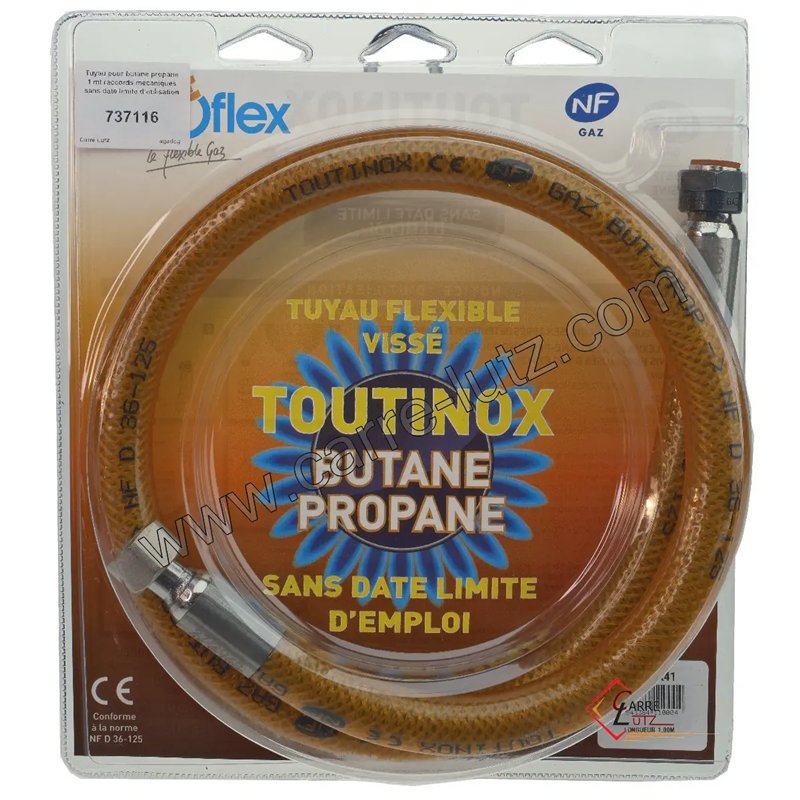 Tuyau pour butane propane 1 mt raccords mécaniques sans date limite d’utilisation