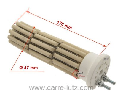 703602B  Résistance stéatite de chauffe eau 47x170 mm 900W Monophasé 26,40 €