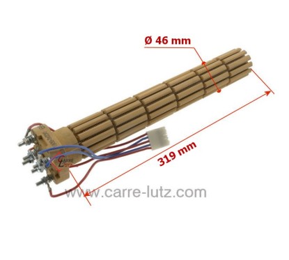 Résistance stéatite cablée tête carrée 47 mm 1800W triphasée de chauffeau