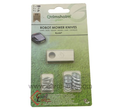 99879007  5132003744 - 9 Lames de robot tondeuse Ryobi 15,20 €